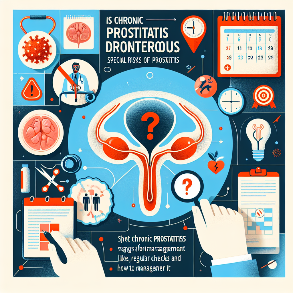 만성 전립선염의 위험성과 관리 방법을 시각적으로 나타낸 다이어그램